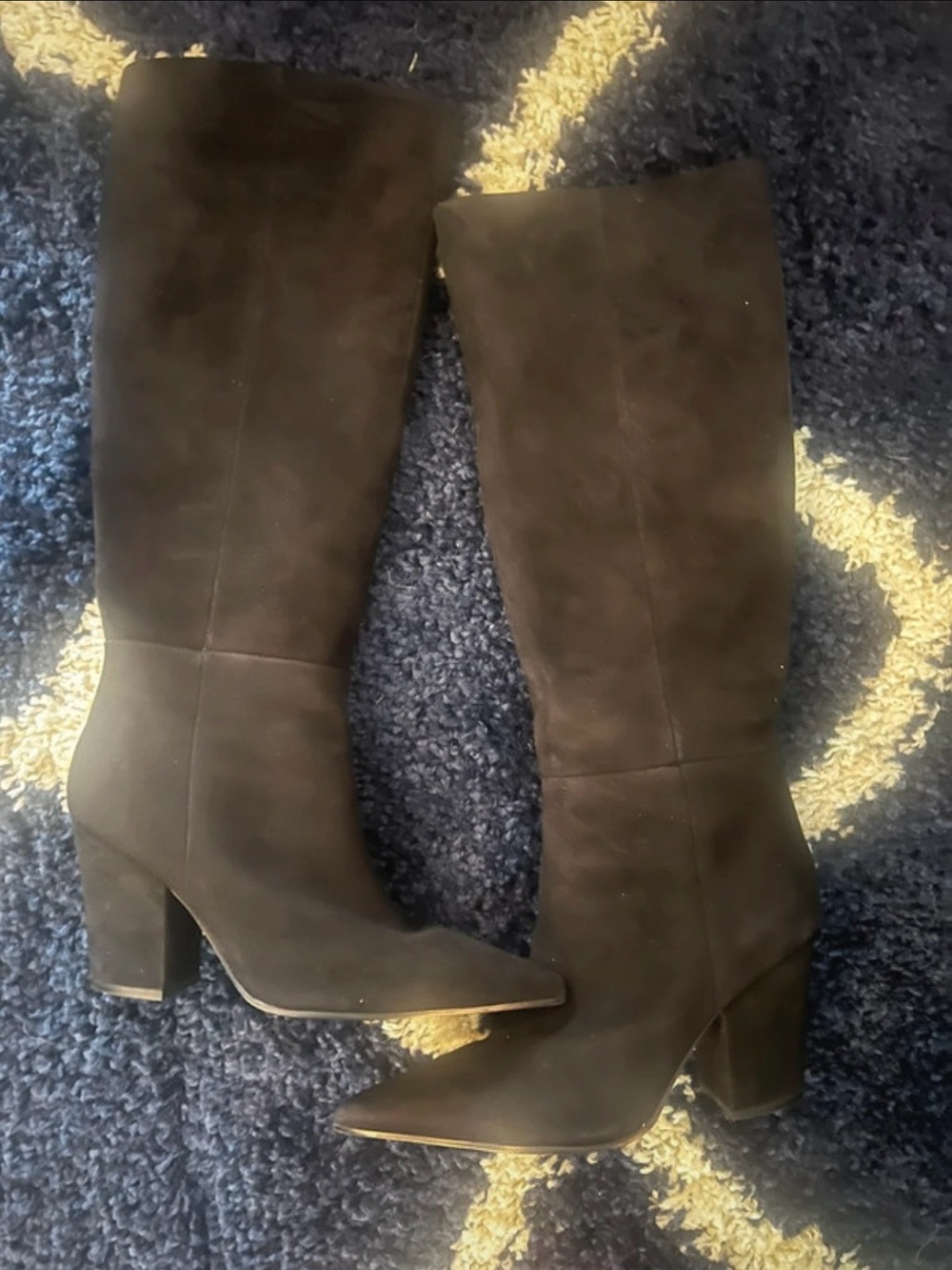 Nine West Black Over-the-Knee Suede Block Heel Boots